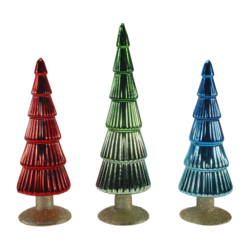8×20 & 8×25 cm randigt julglasgran 2-delad bordsskiva juldekoration