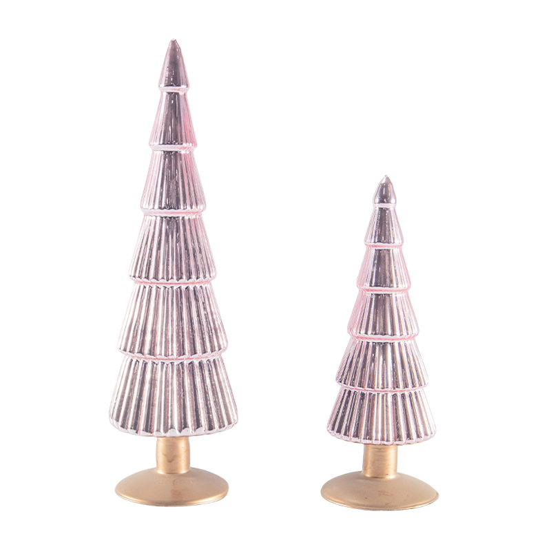 8×20 & 8×25 cm randigt julglasgran 2-delad bordsskiva juldekoration
