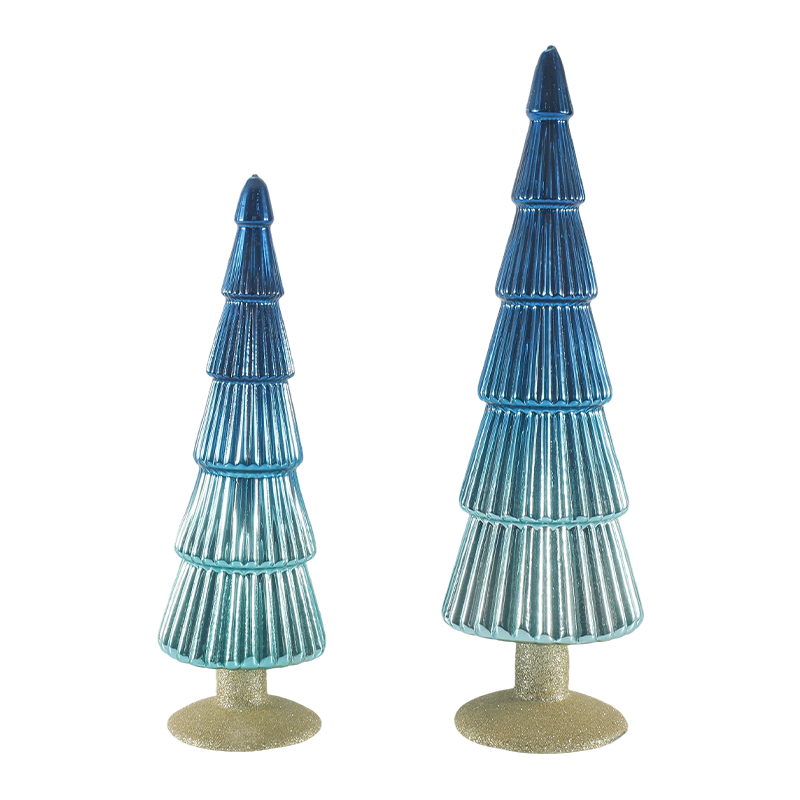 8×20 & 8×25 cm randigt julglasgran 2-delad bordsskiva juldekoration