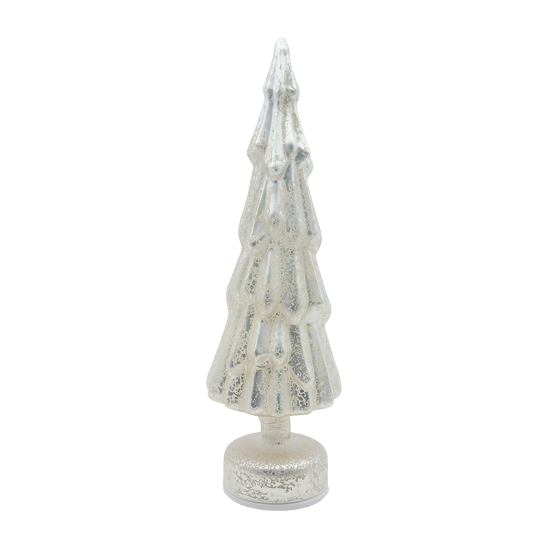 10×35cm roterande julgran av klart glas med varmt LED-ljus
