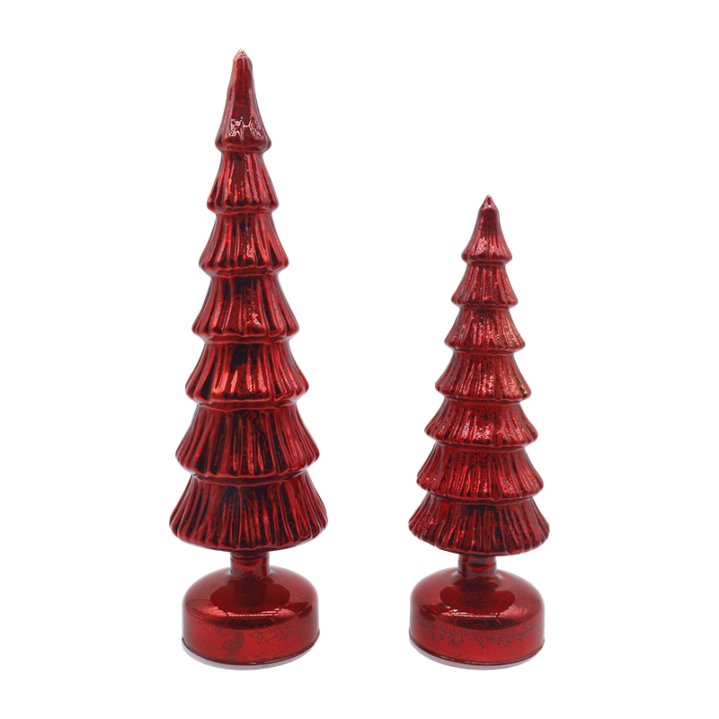 10×28 & 10×33 cm roterande julgransset i glas - 2-delad festlig dekoration