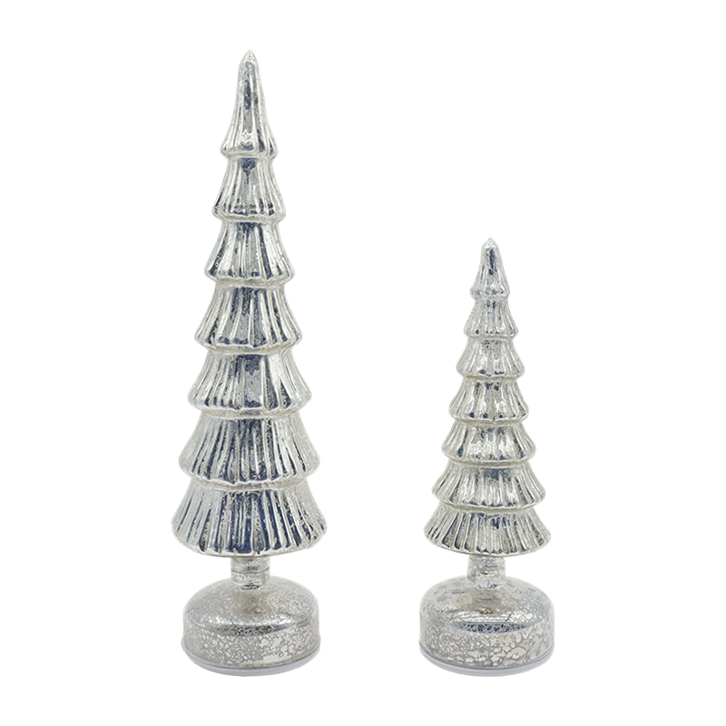 10×28 & 10×33 cm roterande julgransset i glas - 2-delad festlig dekoration