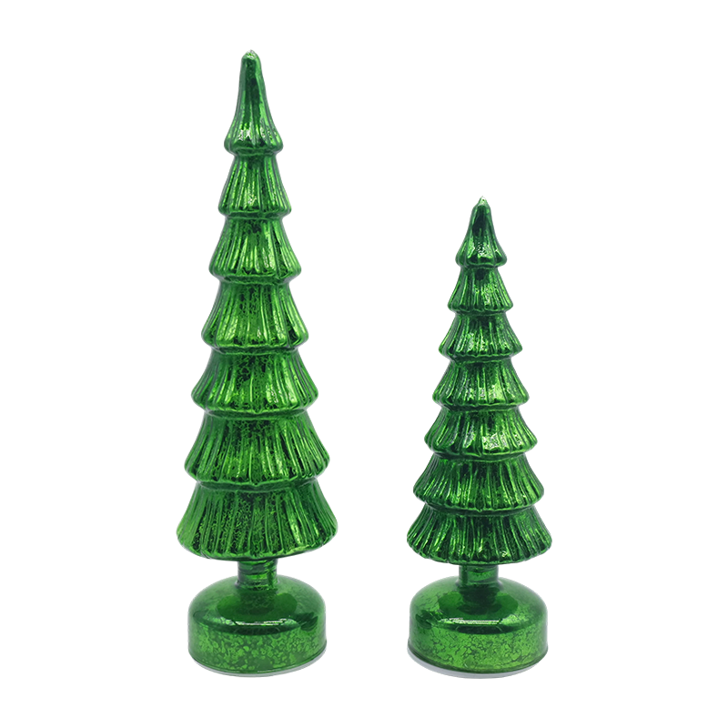 10×28 & 10×33 cm roterande julgransset i glas - 2-delad festlig dekoration