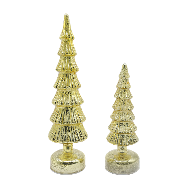 10×28 & 10×33 cm roterande julgransset i glas - 2-delad festlig dekoration