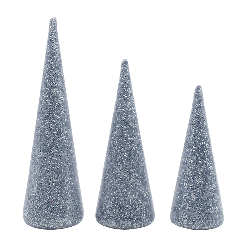 8×20/9×25/10×30 cm 3-delad julgransset med glittrigt glas med inbyggda LED-lampor