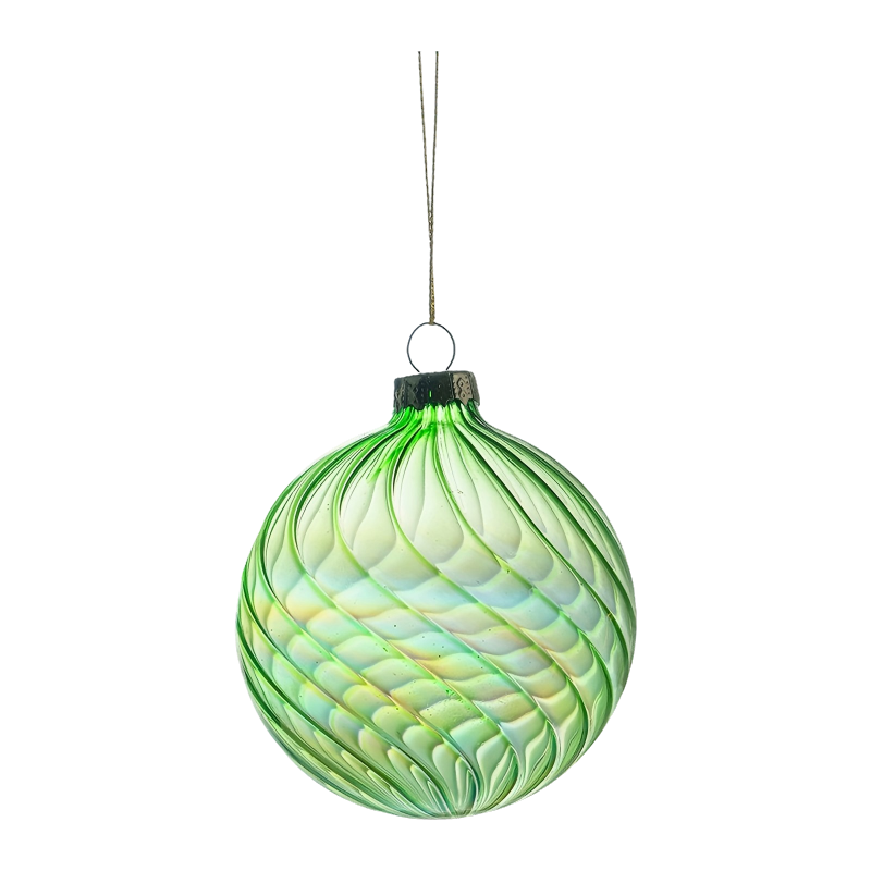8cm Iridescent Swirl Christmas Glass Bauble ball