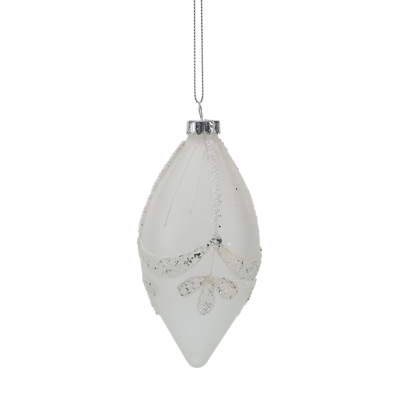8 cm brudpärlor vit julglasprydnad (enkel / set med 3)