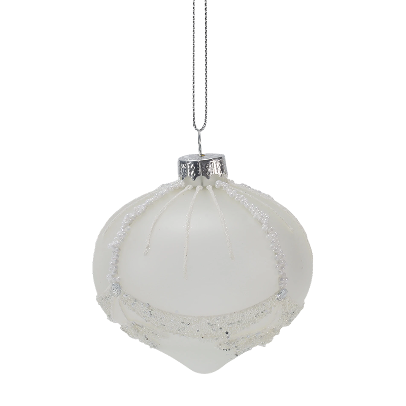8 cm brudpärlor vit julglasprydnad (enkel / set med 3)