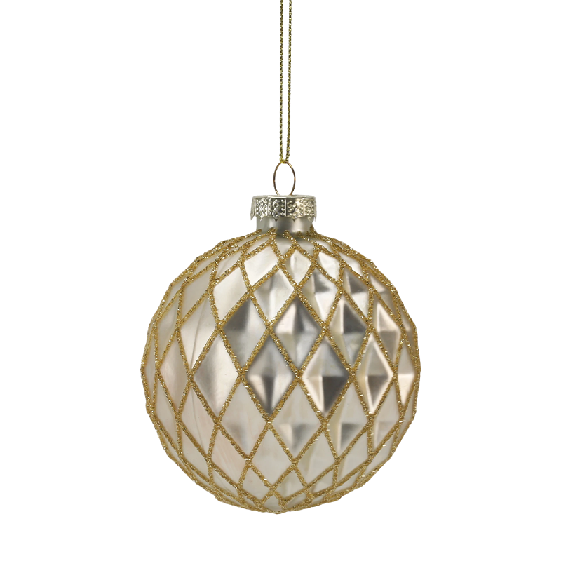8 cm lyxig guld- och silverjulglasprydnad (enkel / set med 3)