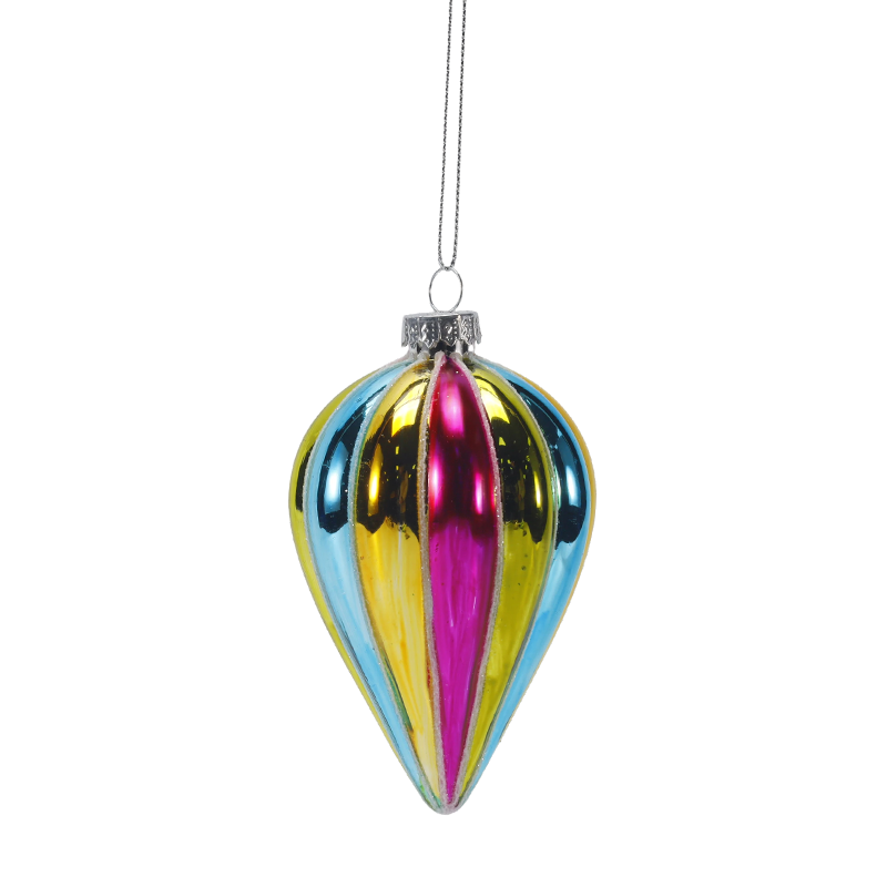 8 cm Retro Rainbow Stripe Julglaskula prydnad (enkel / set med 4)