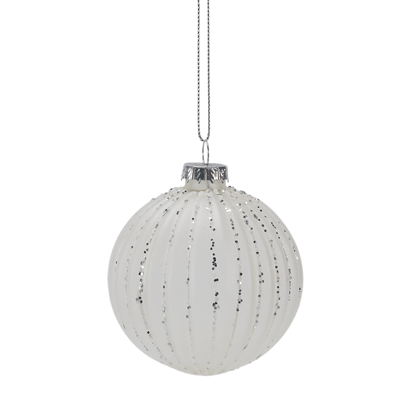 8 cm Morandi Stripe julglaskula prydnad (enkel / set med 3)
