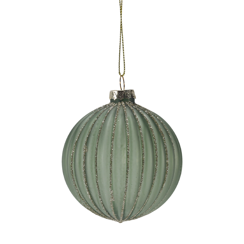8 cm Morandi Stripe julglaskula prydnad (enkel / set med 3)