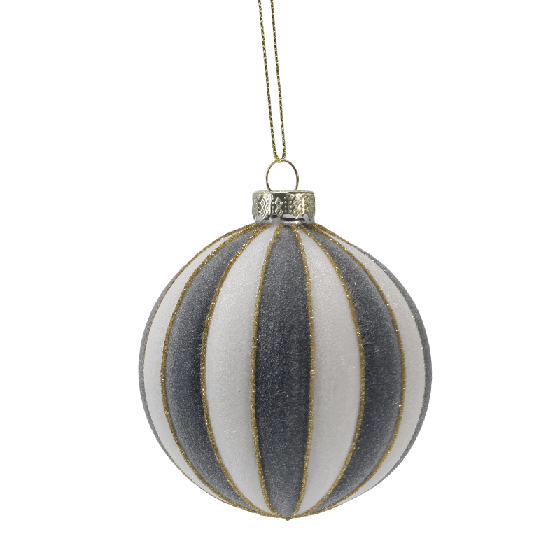 8 cm Retro Pläd & Stripe Julglaskula Ornament (Singel / Set med 3)