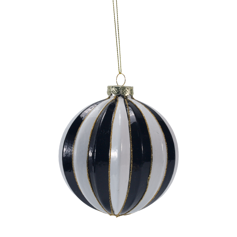 8 cm Retro Pläd & Stripe Julglaskula Ornament (Singel / Set med 3)