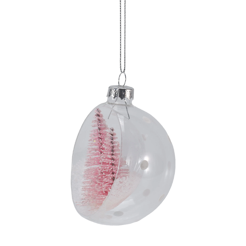 8 cm snöig miniträd julglasprydnad (enkel/set)