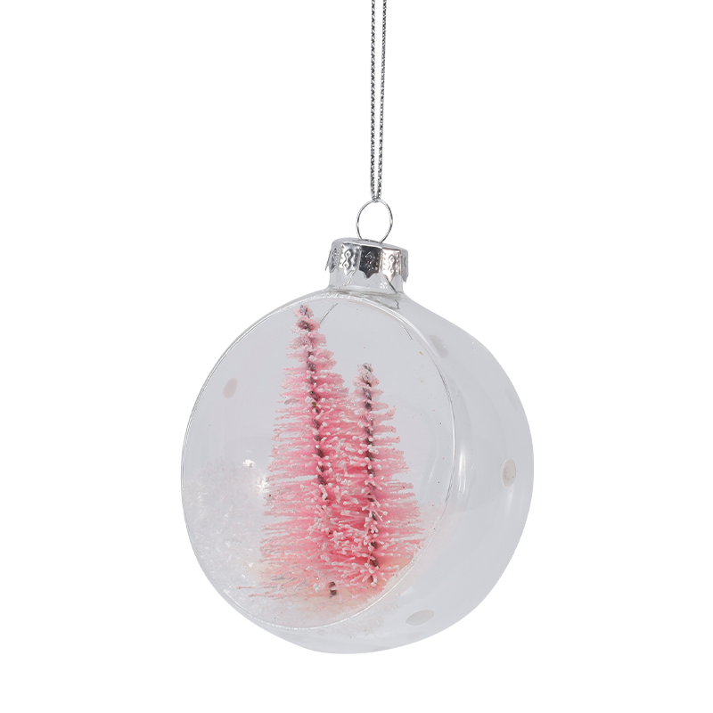 8 cm snöig miniträd julglasprydnad (enkel/set)