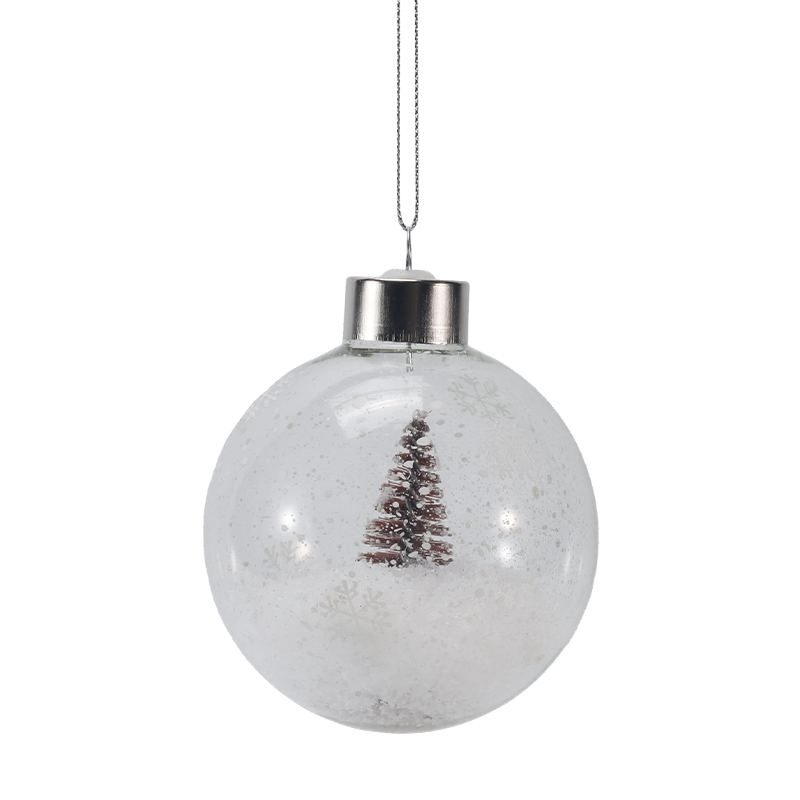 8 cm snöig miniträd julglasprydnad (enkel/set)