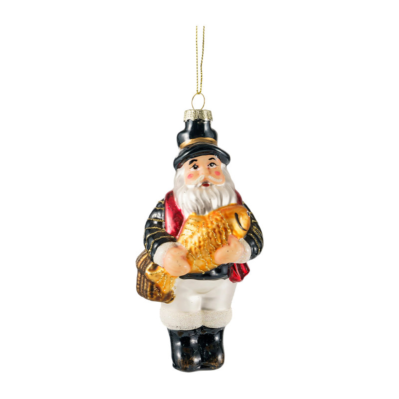 Handmålade julprydnader av blåst glas
