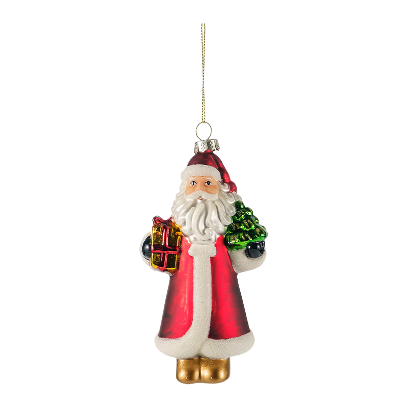 Handmålade julprydnader av blåst glas