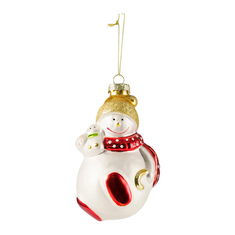 Handmålade julprydnader av blåst glas
