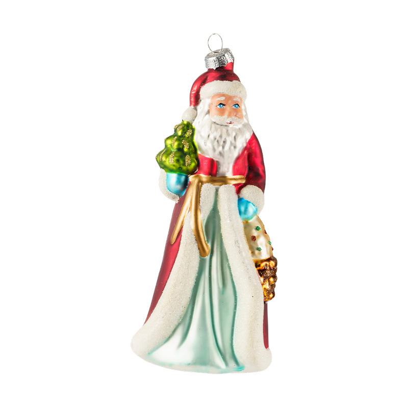 Handmålade julprydnader av blåst glas