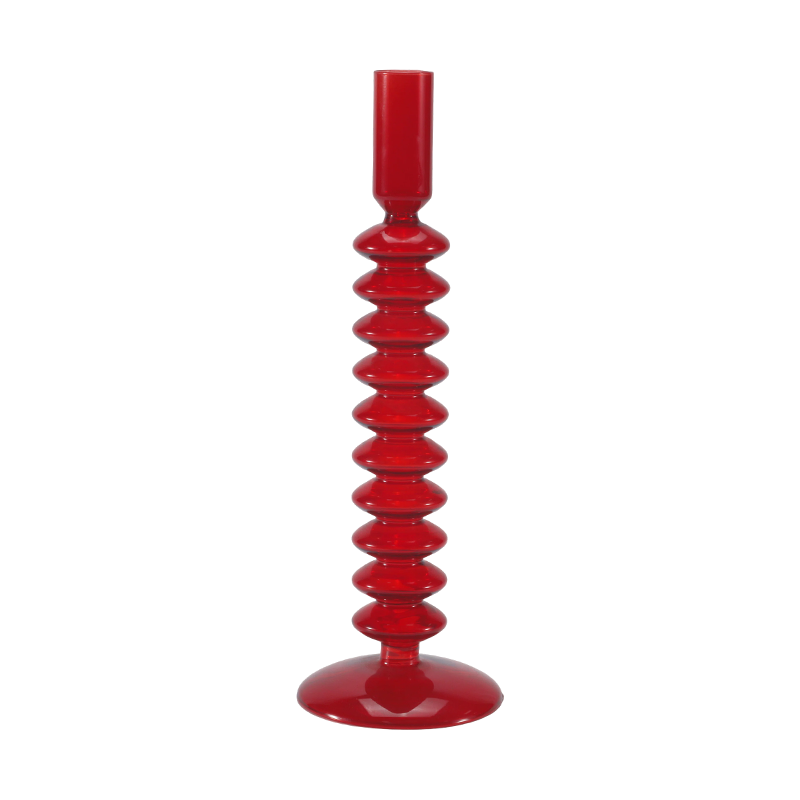 8*20Röd Stacked Bubble Glas Ljushållare