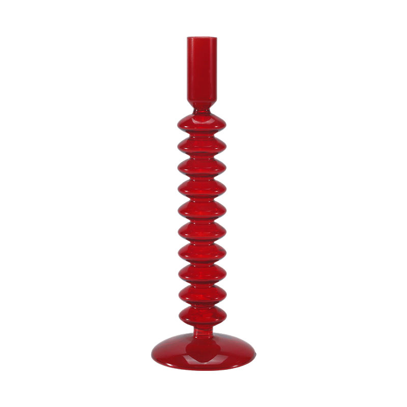 8*20Röd Stacked Bubble Glas Ljushållare