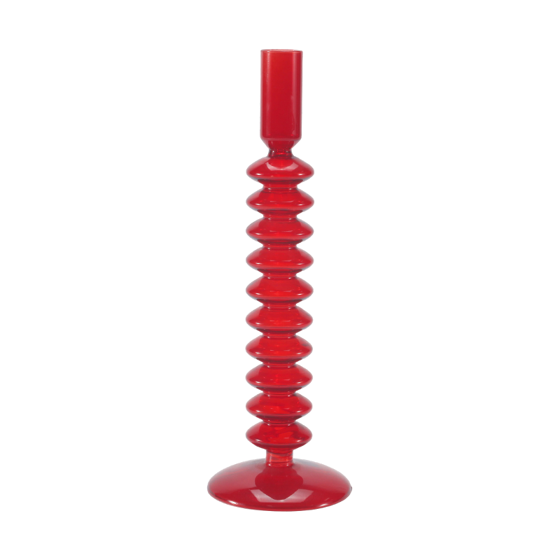 8*20Röd Stacked Bubble Glas Ljushållare