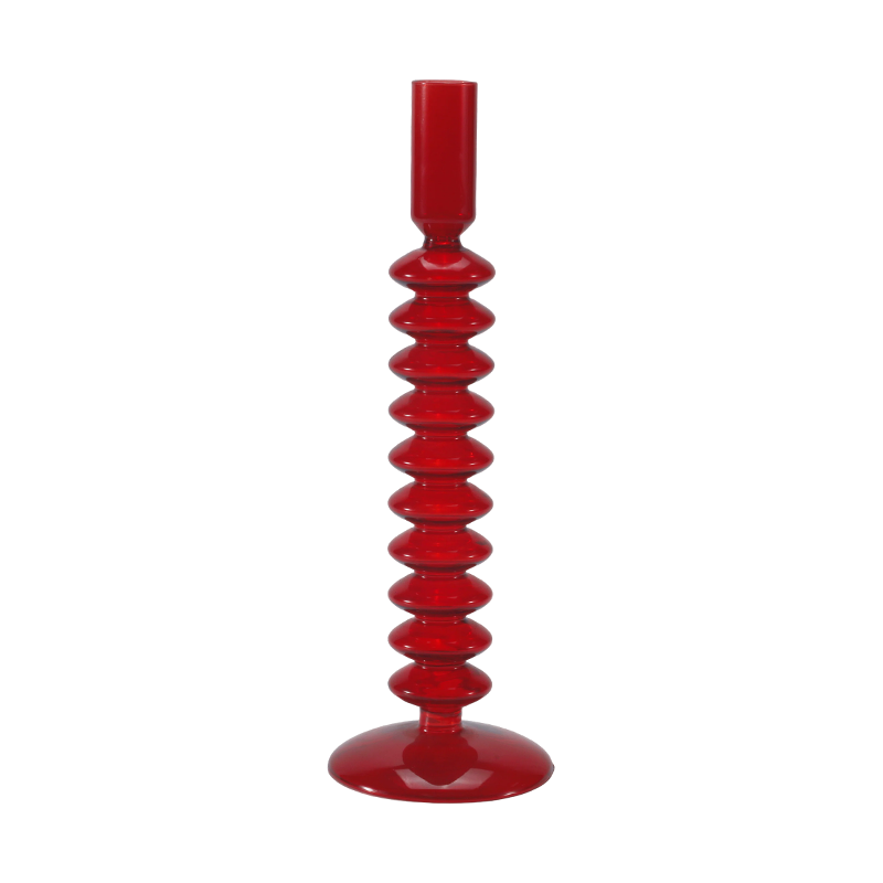 8*20Röd Stacked Bubble Glas Ljushållare