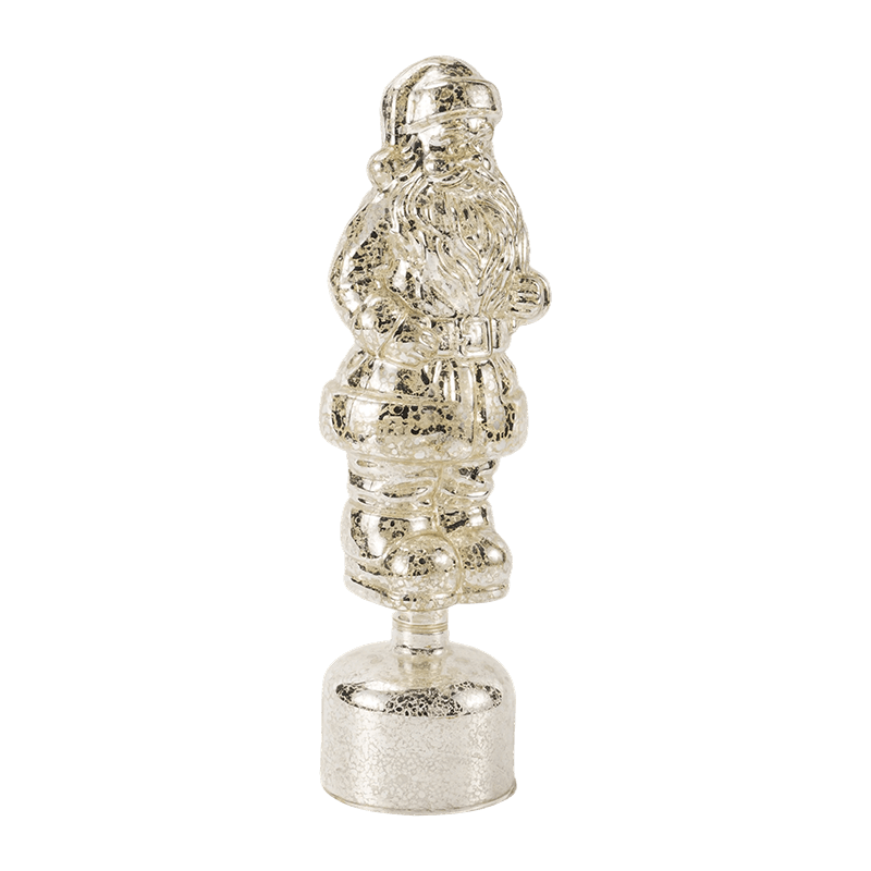 Vintage kvicksilver jultomtefigur (röd/silver/ljusgrön finish)