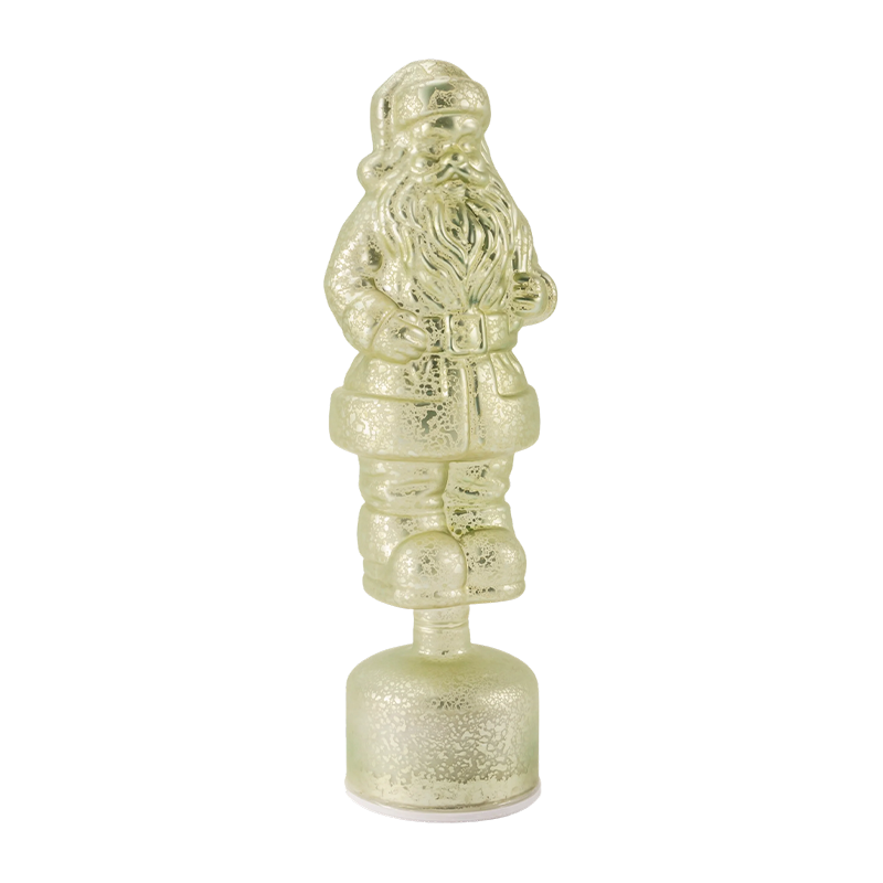 Vintage kvicksilver jultomtefigur (röd/silver/ljusgrön finish)