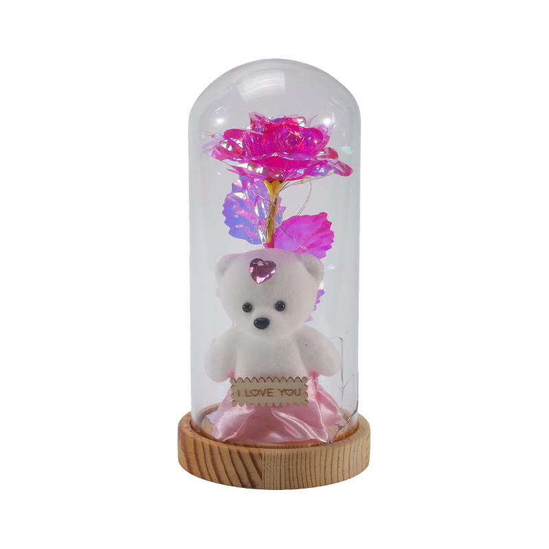 Galaxy Rose Glass Cloche Light (med/utan nallebjörn, flera färger)