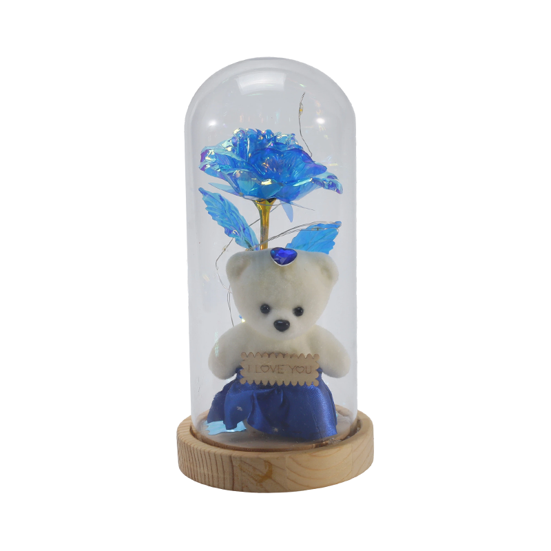 Galaxy Rose Glass Cloche Light (med/utan nallebjörn, flera färger)