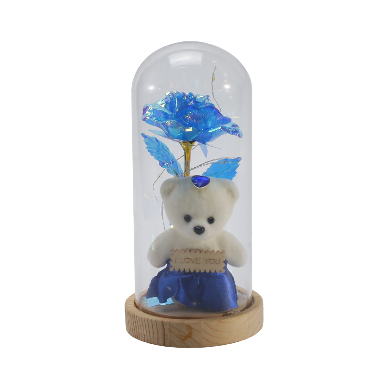 Galaxy Rose Glass Cloche Light (med/utan nallebjörn, flera färger)