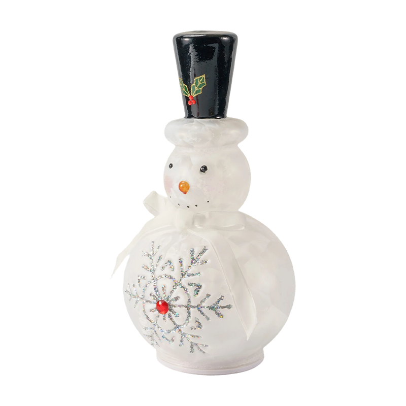 Festlig snögubbefigur i glas (klar/matt vit finish)
