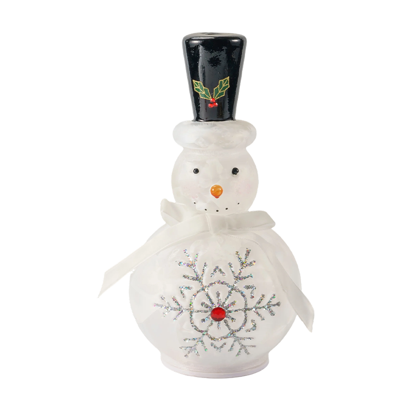 Festlig snögubbefigur i glas (klar/matt vit finish)