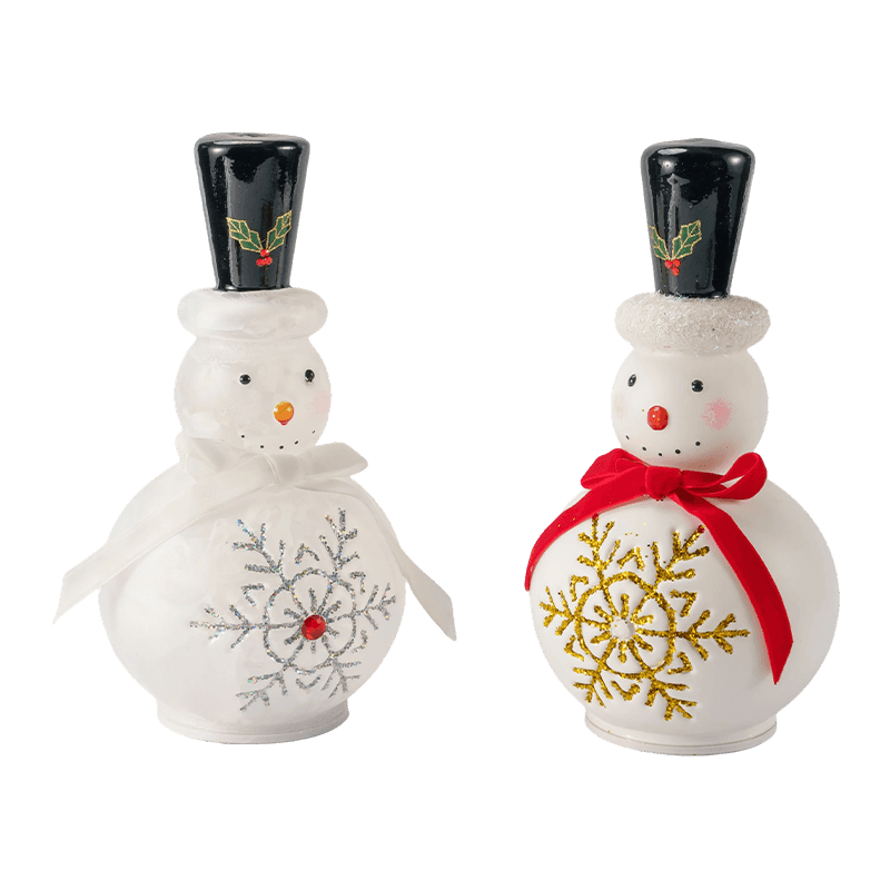 Festlig snögubbefigur i glas (klar/matt vit finish)