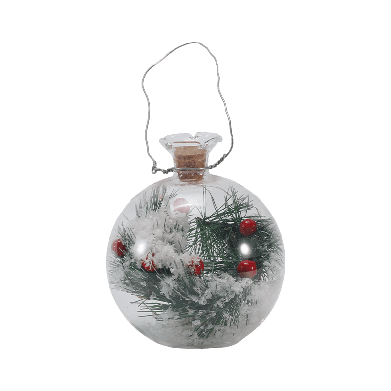 Festlig glasklocka och flaskljus (snögubbsscen / tallbär / julgransstilar)