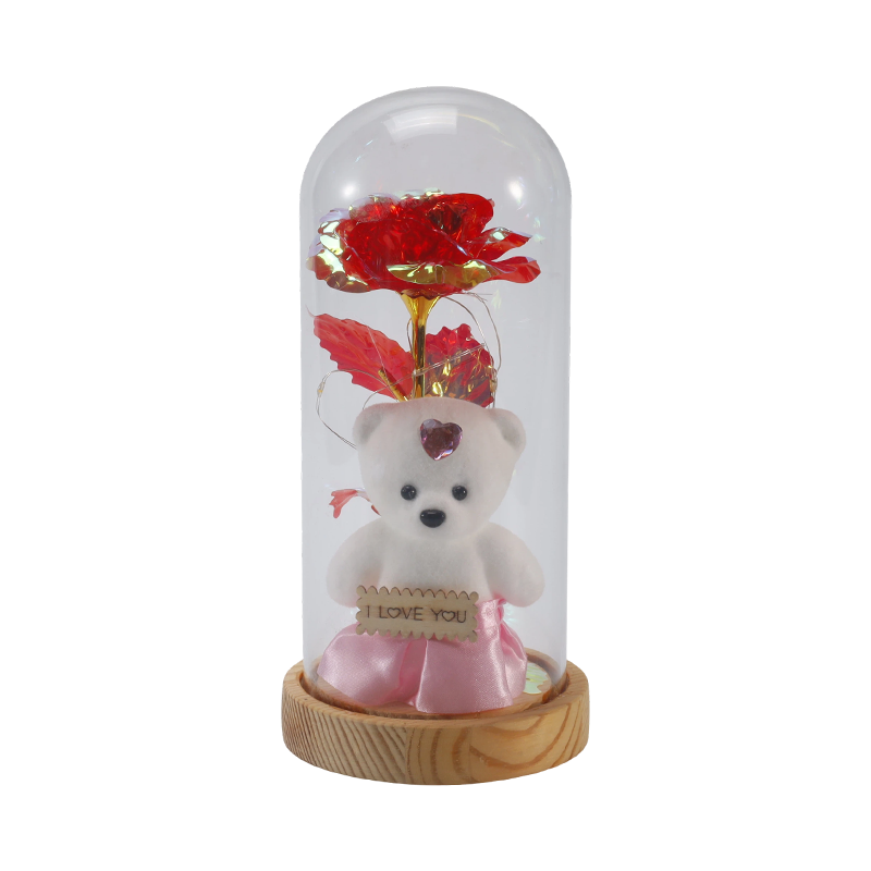 Galaxy Rose Glass Cloche Light (med/utan nallebjörn, flera färger)