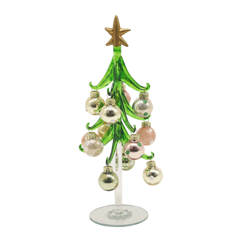 10×25 cm & 10×30 cm festlig glasjulgran prydd med dekorativa bollalternativ