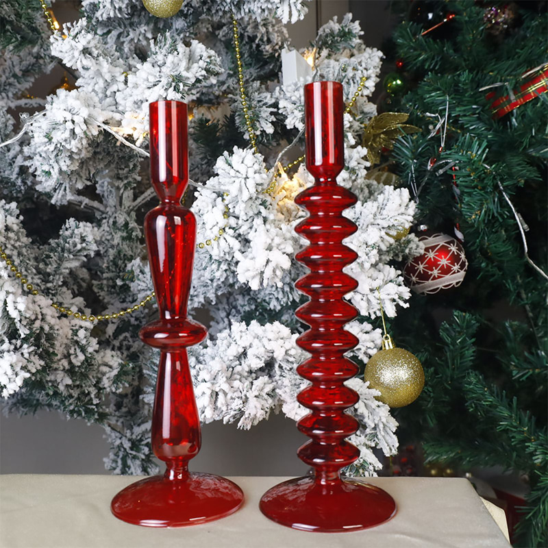 18 cm handblåst glasljusstake Hållare Holiday bordsskiva dekor
