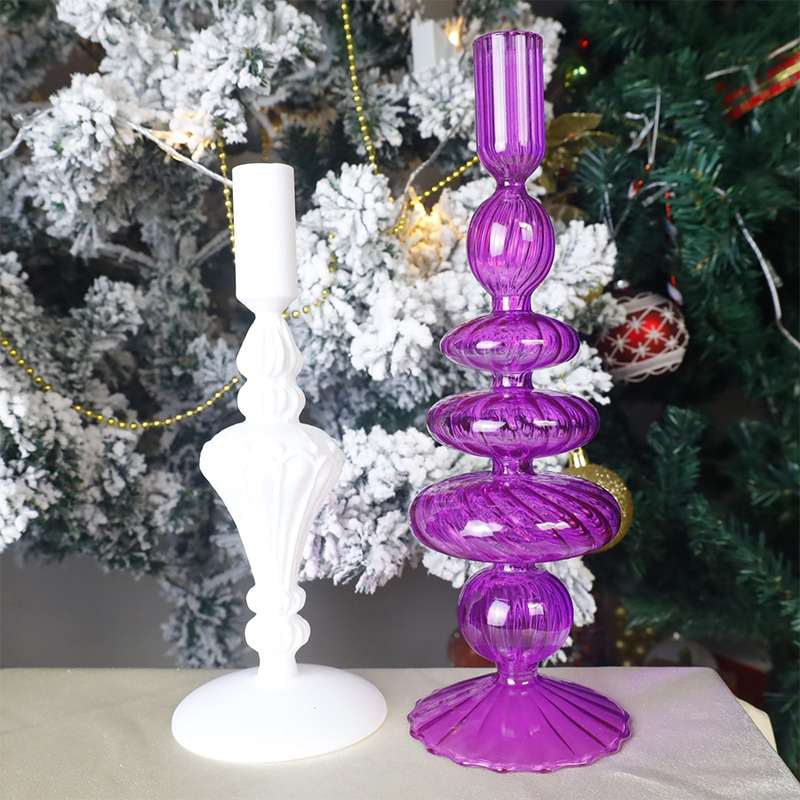 18 cm handblåst glasljusstake Hållare Holiday bordsskiva dekor