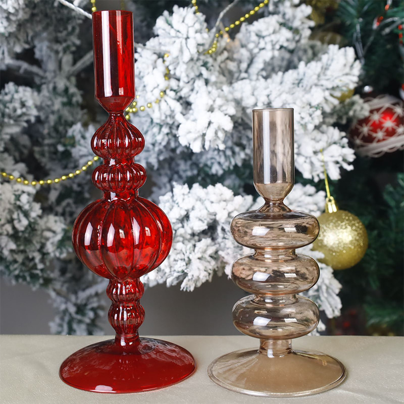 18 cm handblåst glasljusstake Hållare Holiday bordsskiva dekor
