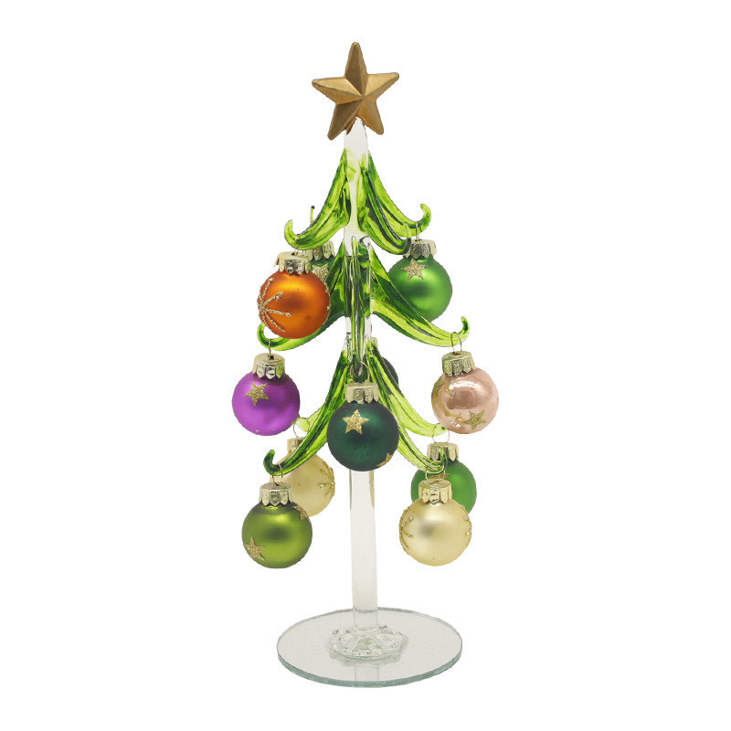 10×25 cm & 10×30 cm festlig glasjulgran prydd med dekorativa bollalternativ