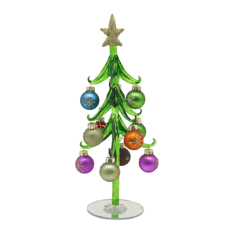 10×25 cm & 10×30 cm festlig glasjulgran prydd med dekorativa bollalternativ