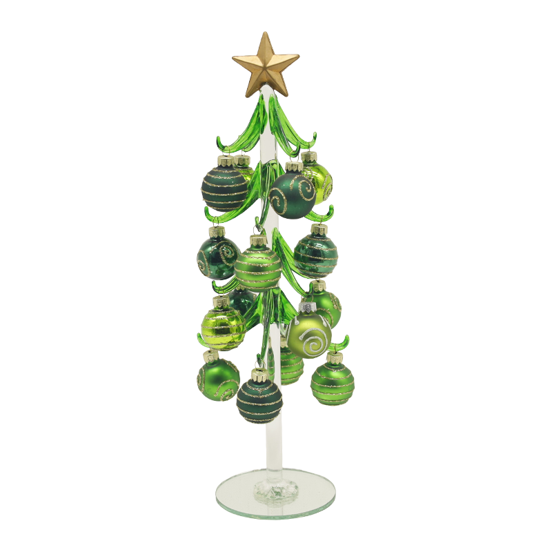10×25 cm & 10×30 cm festlig glasjulgran prydd med dekorativa bollalternativ