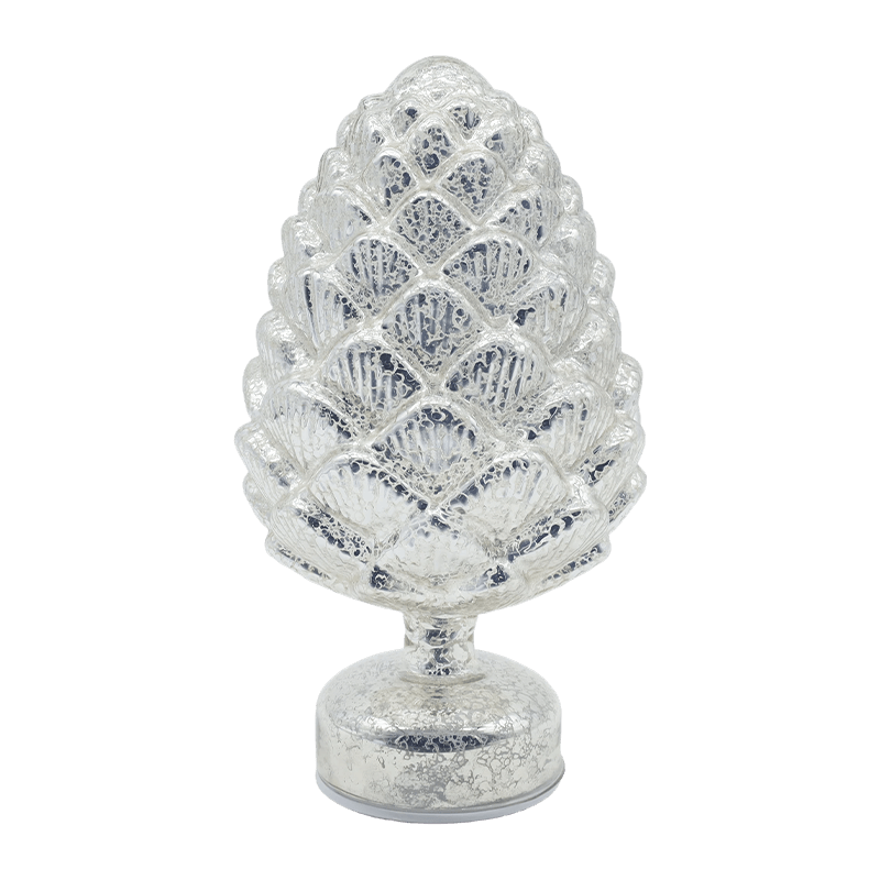 15×28 cm & 11×22 cm Pinecone Jul Roterande Glas LED Bordsdekoration